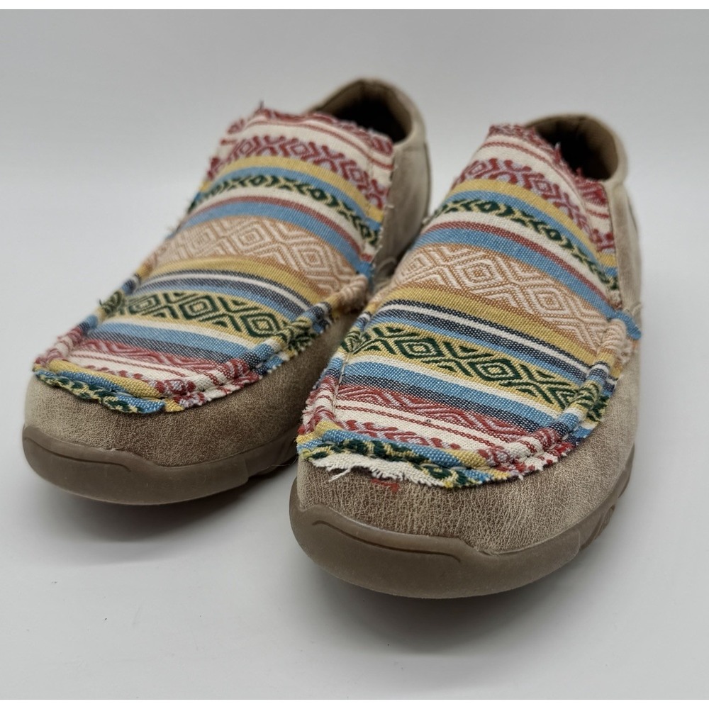 NWT Roper Shoes Women Sz 8.5 Beige Johnnie Slip-On Southwestern Aztec Shoes Mocs